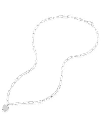 ADORNIA ADORNIA SILVER PLATED HEART CHARM PAPER CLIP CHAIN NECKLACE
