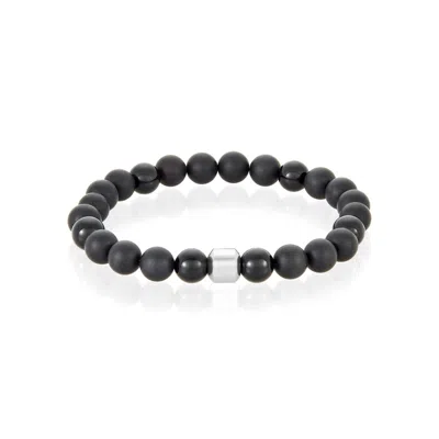 Adornia Tarnish Resistant Silver Plated 8mm Ball Bracelet In Black