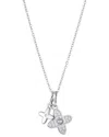 Adornia Tarnish Resistant Silver Plated Double Pointed Clover Cz Necklace In Silver