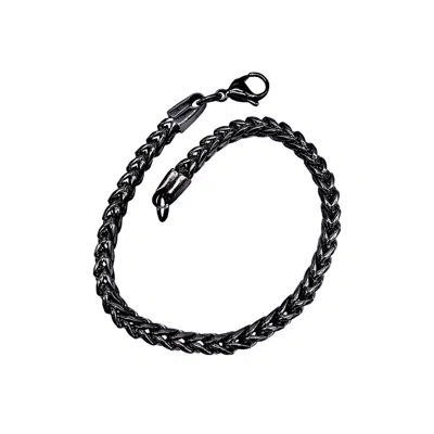 Adornia Tarnish Resistant Silver Plated Franco Chain Bracelet In Black