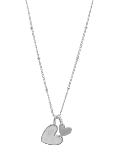 ADORNIA ADORNIA SILVER PLATED MOTHER-OF-PEARL HEART CHARMS NECKLACE