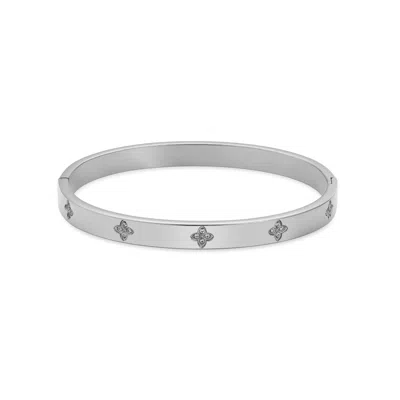 Adornia Tarnish Resistant Silver Plated Pave Clover Cuff