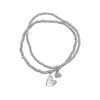 Adornia Tarnish Resistant Silver Plated Set Of Heart Ball Bracelets With Mother Of Pearl