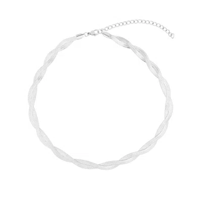 Adornia Tarnish Resistant Silver Plated Twisted Herringbone Chain Necklace