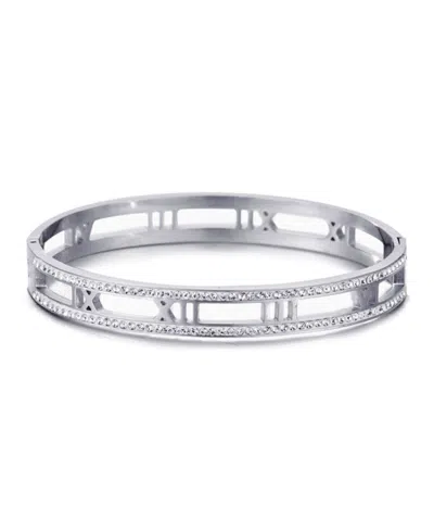 ADORNIA TARNISH RESISTANT SILVER ROMAN NUMERALS BANGLE