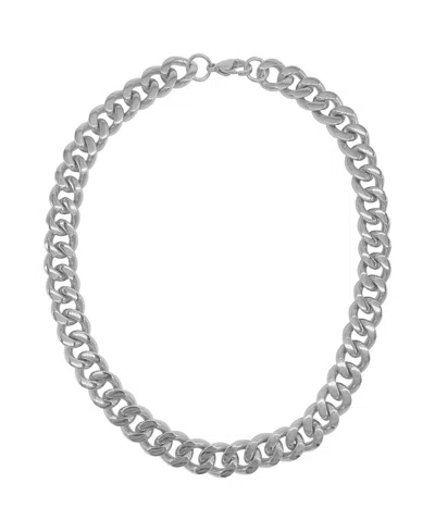 ADORNIA TARNISH RESISTANT SILVER WIDE CURB CHAIN NECKLACE