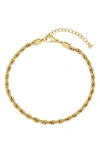 Adornia Tarnish Resistant 18k Gold Plated Rope Chain Anklet In Gold