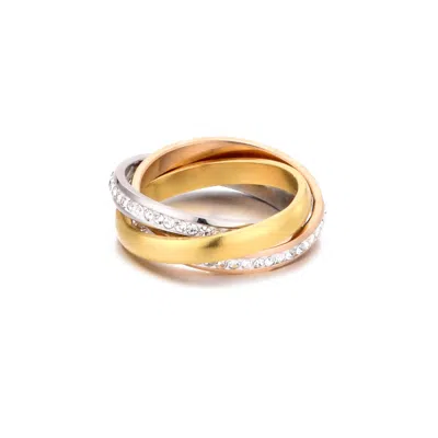 ADORNIA TARNISH RESISTANT TWO-TONE CZ ROLLING ETERNITY BANDS