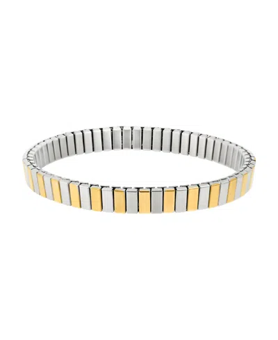 ADORNIA TARNISH RESISTANT TWO-TONE STRETCH BAR BRACELET