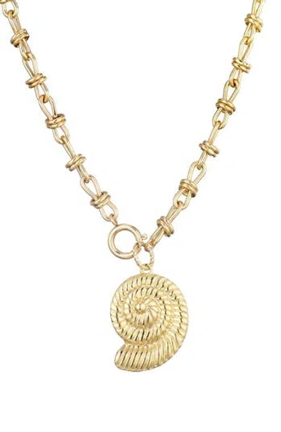 Adornia Textured Shell Pendant Necklace In Gold