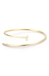 Adornia Plated Thin Nail Cuff Bracelet In Gold