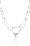 Adornia Silver Tarnish Resistant Confetti And Paperclip Layered Initial Toggle Necklace In Silver-e