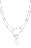 Adornia Toggle Initial Pendant Layered Necklace In Silver-g