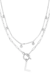 Adornia Toggle Initial Pendant Layered Necklace In Silver-l