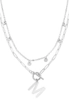 Adornia Toggle Initial Pendant Layered Necklace In Silver-m