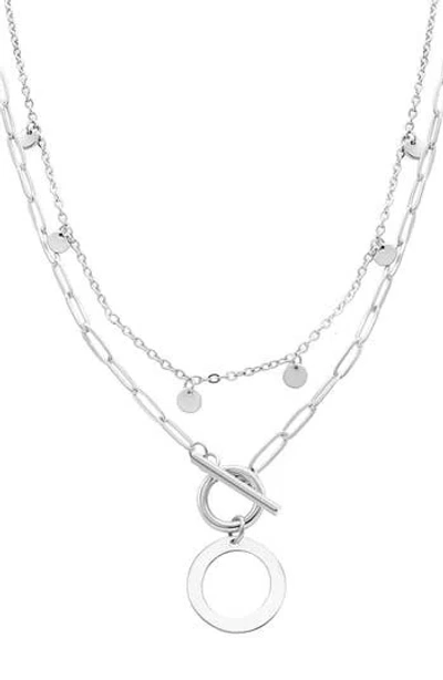 Adornia Toggle Initial Pendant Layered Necklace In Silver-o