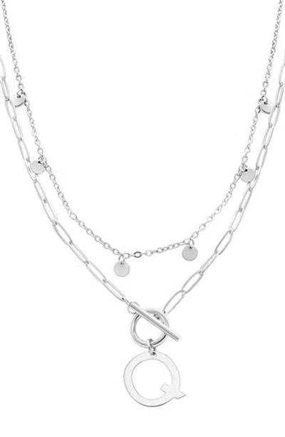 ADORNIA ADORNIA TOGGLE INITIAL PENDANT LAYERED NECKLACE