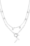 Adornia Toggle Initial Pendant Layered Necklace In Silver-t