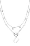 Adornia Toggle Initial Pendant Layered Necklace In Silver-u