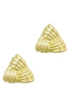 Adornia 14k Gold Plated Statement Triangle Stud Earrings In Purple