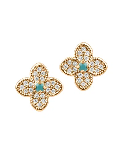 ADORNIA ADORNIA TURQUOISE 14K ROSE GOLD PLATED EARRINGS