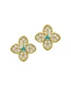 Adornia 14k Gold Plated Turquoise Flower Earrings In Gold,blue