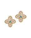 Adornia 14k Rose Gold Plated Turquoise Flower Earrings In Rose Gold,blue