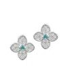 Adornia Silver Plated Turquoise Flower Earrings In Silver,blue