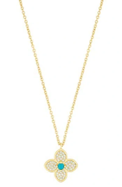 Adornia Turquoise Flower Pendant Necklace In Gold,blue