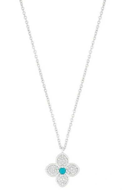 Adornia Turquoise Flower Pendant Necklace In Gray