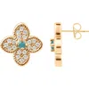 Adornia 14k Rose Gold Plated Turquoise Flower Earrings In Rose Gold/blue