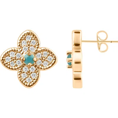 ADORNIA ADORNIA TURQUOISE FLOWER STUD EARRINGS