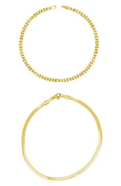 Adornia Two-piece Anklet Set In Gold