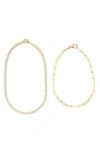 Adornia Two-piece Anklet Set In Gold