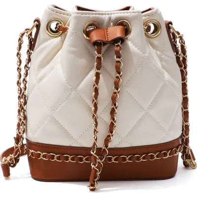 Adornia Two Tone Faux Leather Bucket Bag In Brown