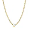 Adornia Water Resistant Crystal Heart Tennis Chain Necklace Gold In Silver