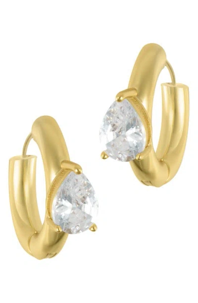 Adornia Water Resistant Crystal Huggie Hoop Earrings In Gold