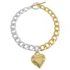 Adornia Water Resistant Half And Half Heart Chain Toggle Bracelet Silver Gold In Gold