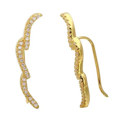Adornia Wave Ear Climber Earrings Gold In Yellow