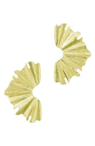 Adornia Gold Wave Statement Earrings In Green