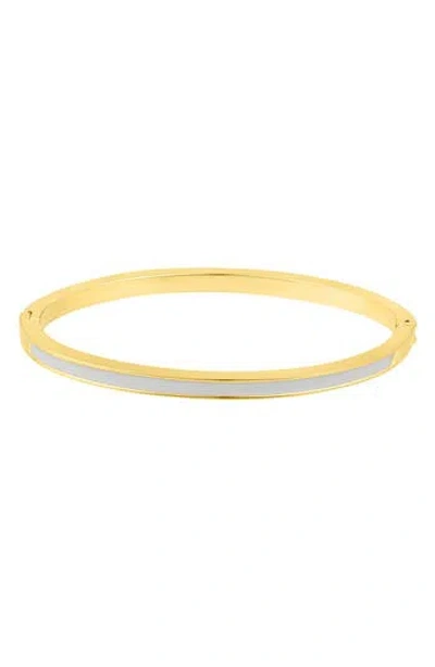 Adornia White Enamel Cuff Bracelet In Gold,white