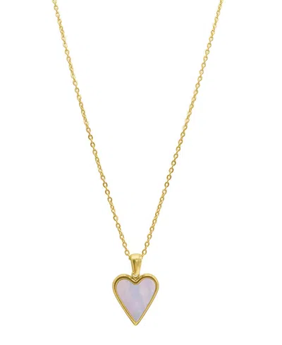 Adornia White Mother Of Imitation Pearl Heart Adjustable Gold-tone Pendant Necklace