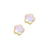 Adornia 14k Gold Plated Mother-of-pearl Clover Stud Earrings In White