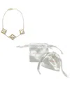 Adornia White Mother Of Pearl Flower Bracelet In Yellow Gold-tone,white