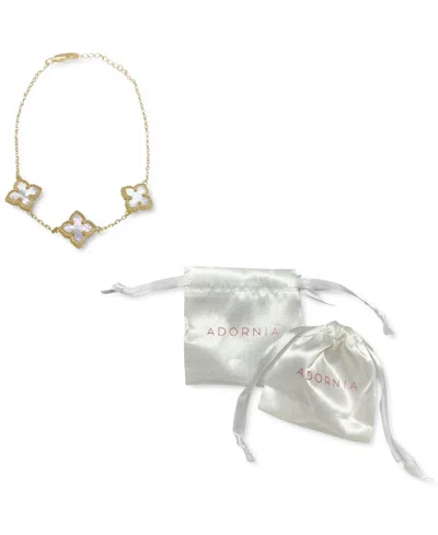 Adornia White Mother Of Pearl Flower Bracelet In Yellow Gold-tone,white