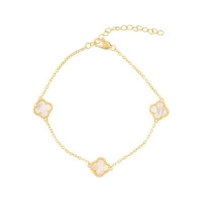 Adornia White Mother Of Pearl Flower Station Bracelet Gold In Silver