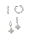 Adornia White Mother Of Pearl Huggie Set Silver In Pink
