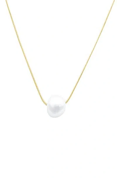 ADORNIA ADORNIA WHITE RHODIUM PLATED 10MM FRESHWATER PEARL PENDANT NECKLACE