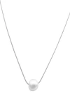 Adornia White Rhodium Plated 10mm Freshwater Pearl Pendant Necklace In White/silver