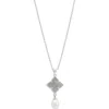 Adornia White Rhodium Plated Mother-of-pearl Flower Necklace In Metallic